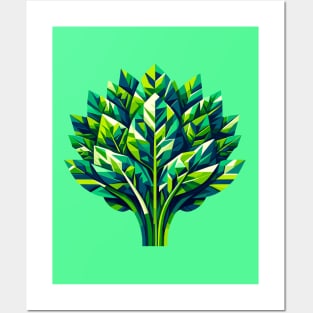 Geometric Spinach Splendor: Green Leaf Design Posters and Art